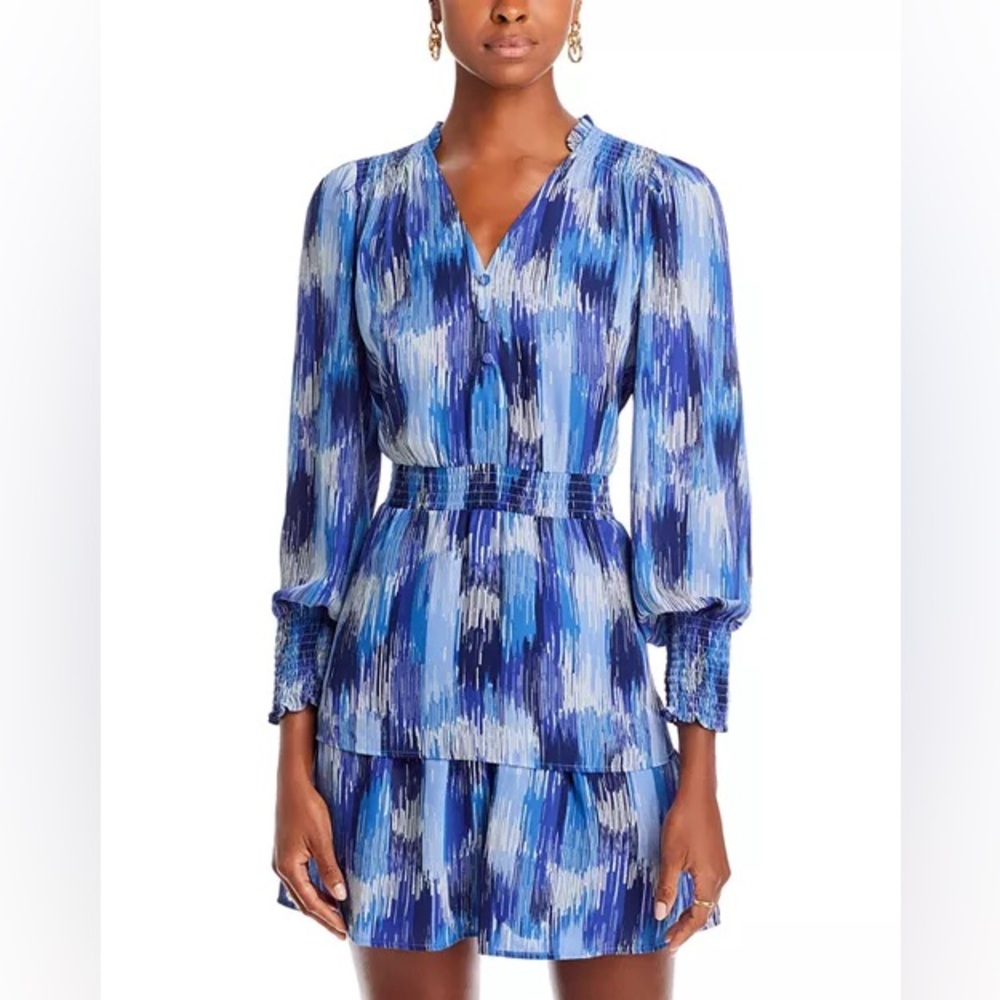 Aqua smocked long sleeve dress woman’s size small - Picture 5 of 5